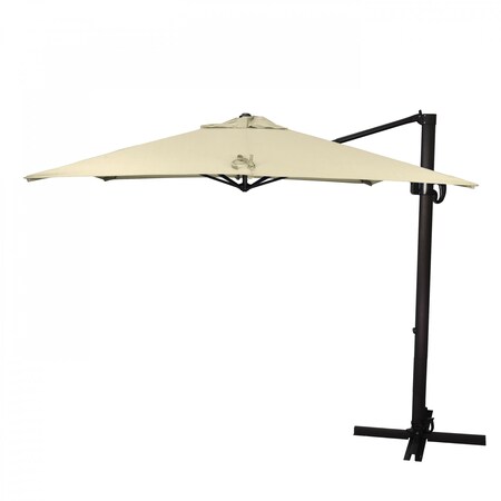 California Umbrella 8.5' Bronze Aluminum Cantilever Patio Umbrella, Sunbrella Ant. Beige 194061337929